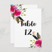 Boho Chic Floral Watercolor Hochzeitsstimmung Tisc Einladung (Vorne/Hinten)