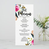 Boho Chic Floral Watercolor Wedding Menu Menükarte (Stehend Vorderseite)