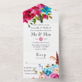 Boho Chic Floral Wedding All In One Einladung (Innen Boden)