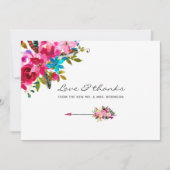 Boho Chic Floral Wedding Dankeskarte (Vorderseite)