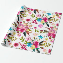 Boho Chic Floral Wedding Geschenkpapier