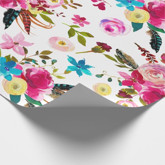 Boho Chic Floral Wedding Geschenkpapier (Ecke)