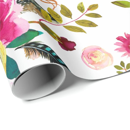 Boho Chic Floral Wedding Geschenkpapier (Rolleneckpunkt)