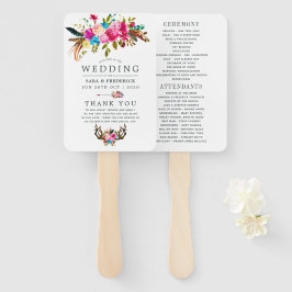 Boho Chic Floral Wedding Program Watercolor Fächer