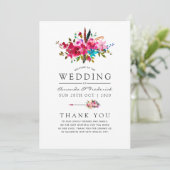 Boho Chic Floral Wedding Programm (Stehend Vorderseite)