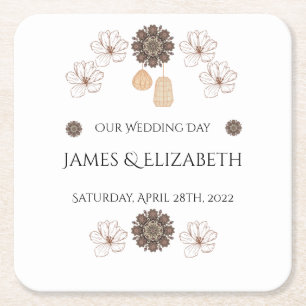 Boho Chic Floral Wedding  Rechteckiger Pappuntersetzer