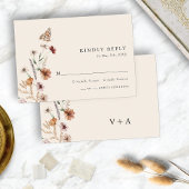 Boho Chic Floral Wedding RSVP Karte