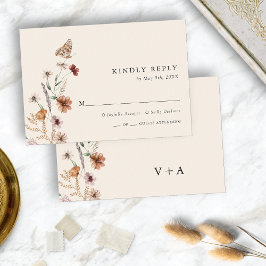 Boho Chic Floral Wedding RSVP Karte