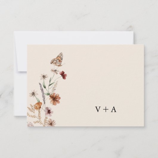 Boho Chic Floral Wedding RSVP Karte (Rückseite)