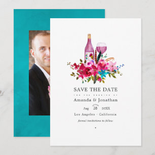 Boho Chic Floral Weingeschmack Hochzeitsfoto Save The Date
