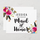 Boho Chic Floral werden Sie meine Trauzeugin sein Einladung (Vorne/Hinten)