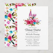Boho Chic Floral Wine Themed Virtual Brautparty Einladung (Vorne/Hinten)