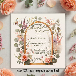 Boho Chic Florale Rose Gold Bogen Brautparty Einladung
