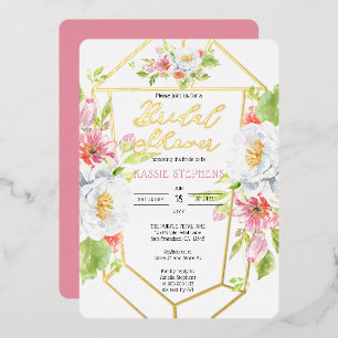 Boho-Chic Florales Geometrisches Brautbad - Goldfo Folieneinladung