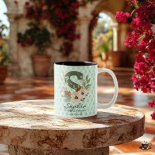 Boho Chic Florales Monogramm-Mug - Sophia Zweifarbige Tasse