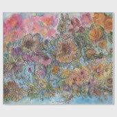 Boho Chic Flower Garden Aquarellbilder Geschenkpapier (Flach)