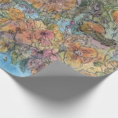 Boho Chic Flower Garden Aquarellbilder Geschenkpapier (Ecke)