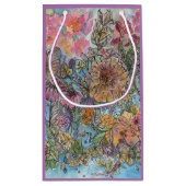 Boho Chic Flower Garden Aquarellbilder Kleine Geschenktüte (Rückseite)