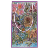 Boho Chic Flower Garden Aquarellbilder Kleine Geschenktüte (Vorderseite)