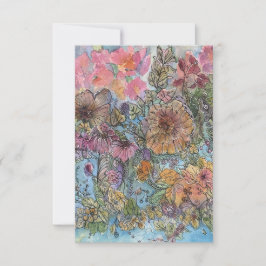 Boho Chic Flower Garden Aquarellbilder Mitteilungskarte