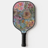 Boho Chic Flower Garden Aquarellbilder Pickleball Schläger (Rückseite)