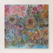 Boho Chic Flower Garden Aquarellbilder Puzzle (Vertikal)