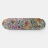 Boho Chic Flower Garden Aquarellbilder Skateboard (Horizontal)