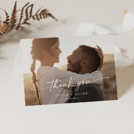 Boho Chic Folded Wedding Foto Dankeskarte