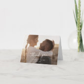 Boho Chic Folded Wedding Foto Dankeskarte (Vorderseite)