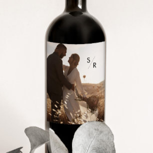 Boho Chic Foto Monogram Wine Labels Weinetikett