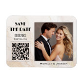 Boho Chic Foto QR-Code Save the Date Magnet (Horizontal)