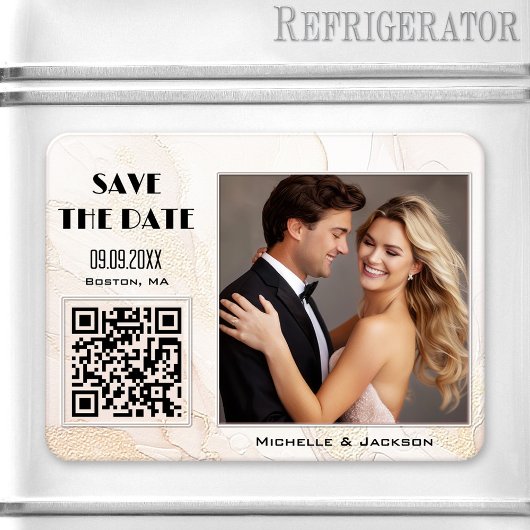 Boho Chic Foto QR-Code Save the Date Magnet