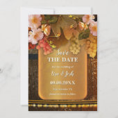 Boho Chic Foto Wine Themed Save the Date Karte (Vorderseite)