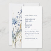 Boho Chic French Blue Wildblumen Hochzeit Einladung (Vorderseite)