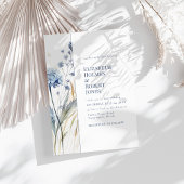 Boho Chic French Blue Wildblumen Hochzeit Einladung