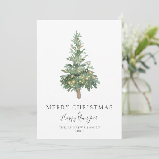 Boho Chic Frohe Weihnachten Wasserfarben Tree Holi (Stehend Vorderseite)