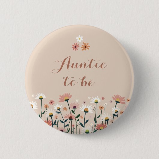 Boho Chic Gänseblümchen Blumen Baby Shower Tante w Button (Vorderseite)