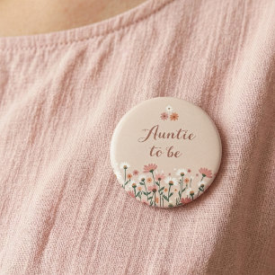 Boho Chic Gänseblümchen Blumen Baby Shower Tante w Button