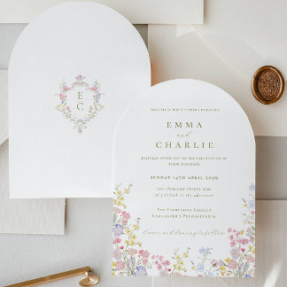 Boho Chic Garden Wildflowers Spring Summer Wedding Einladung