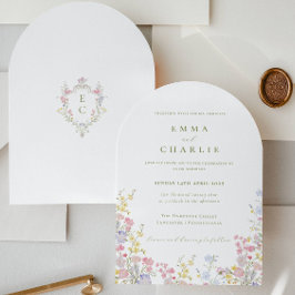 Boho-Chic-Garten-Wildblumen-Hochzeit Frühling Somm Einladung