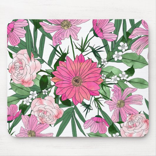 Boho-Chic-Gartendesign mit Blumen Mousepad (Vorne)