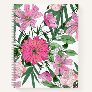 Boho-Chic-Gartendesign mit Blumen Notizblock