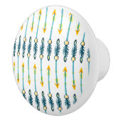 Boho chic gelb-blauer Pfeile Knopf Keramikknauf (Rechts)