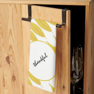 Boho-Chic Gelbe Herbstblätter Wasserfarben Geschirrtuch