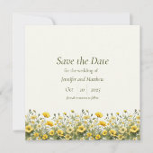 Boho Chic Gelbe Wildblumen, Olivenöl Save the Date Einladung (Vorderseite)