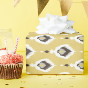 Boho-chic gelbes Ikat-Stammesmuster Monogramm Geschenkpapier