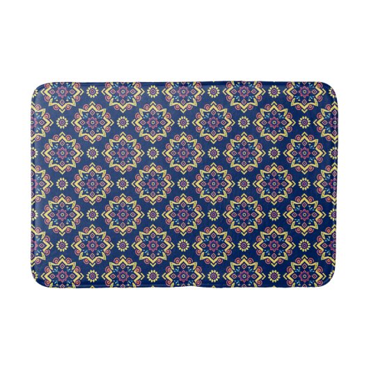Boho Chic Geometric Floral Pattern Badematte (Vorderseite)