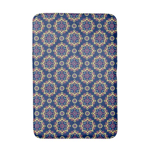 Boho Chic Geometric Floral Pattern Badematte (Vorderseite Vertikal)