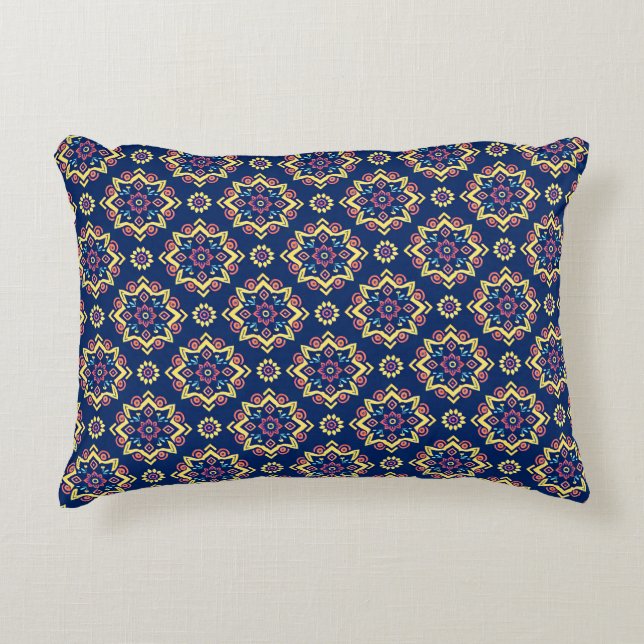 Boho Chic Geometric Floral Pattern Dekokissen (Vorderseite)