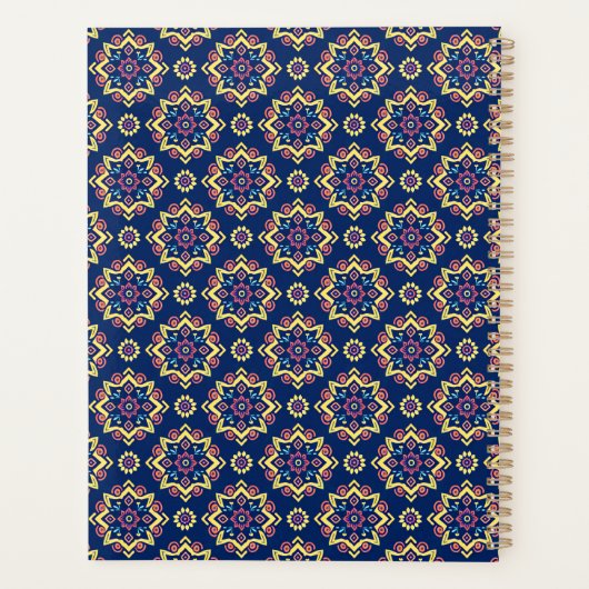 Boho Chic Geometric Floral Pattern Planer (Rückseite)